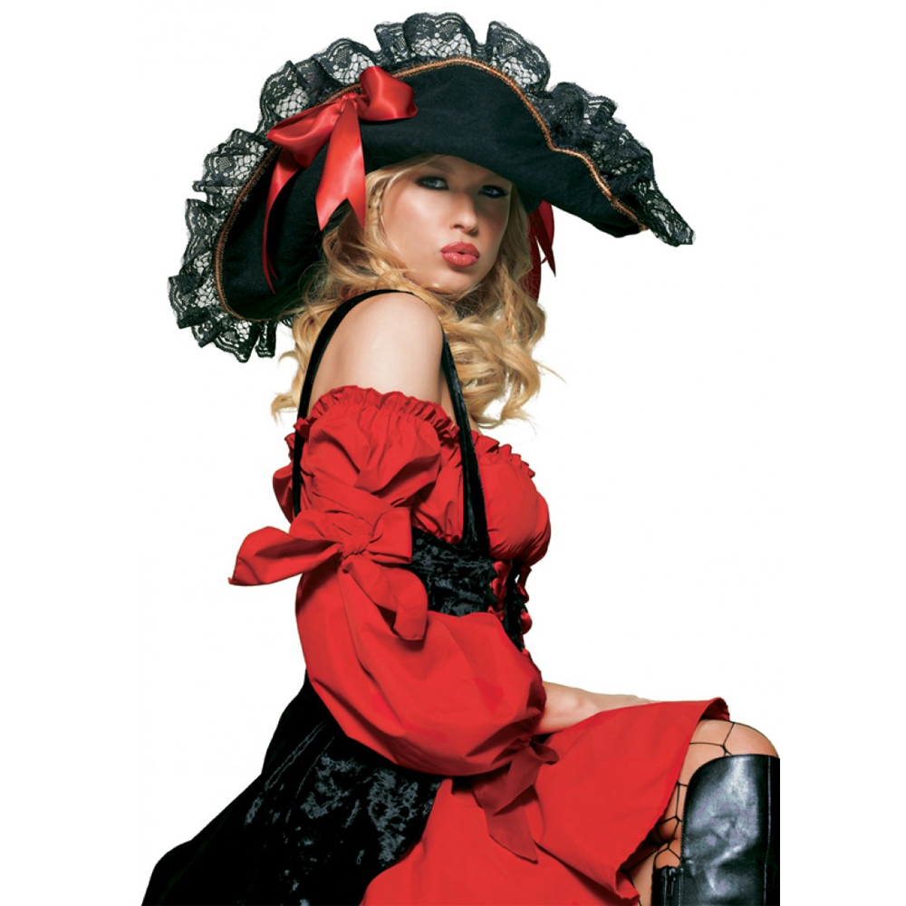 Leg Avenue - Swashbuckler Pirate Hat Chapeau de costume - Noir/Rouge